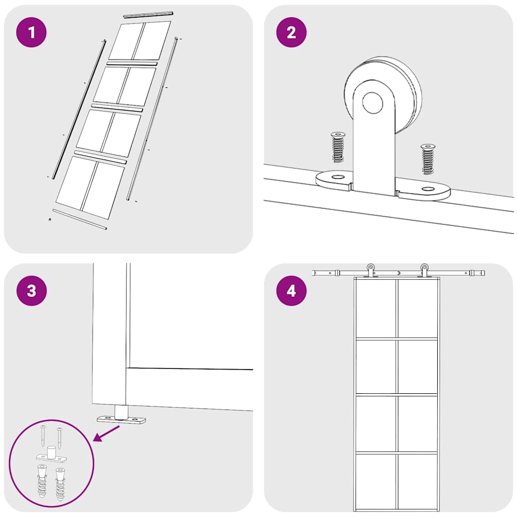 Sliding Door ESG Glass and Aluminium 76x205 cm White