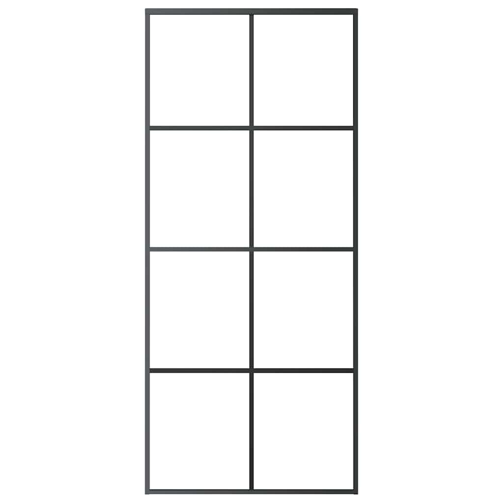 Sliding Door Black 90x205 cm ESG Glass and Aluminium