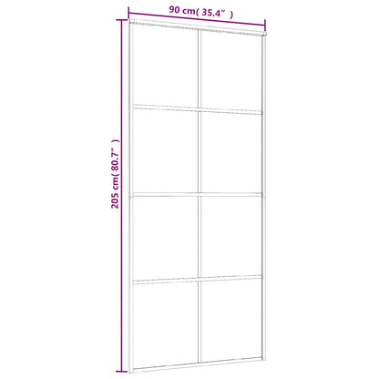 Sliding Door Black 90x205 cm ESG Glass and Aluminium