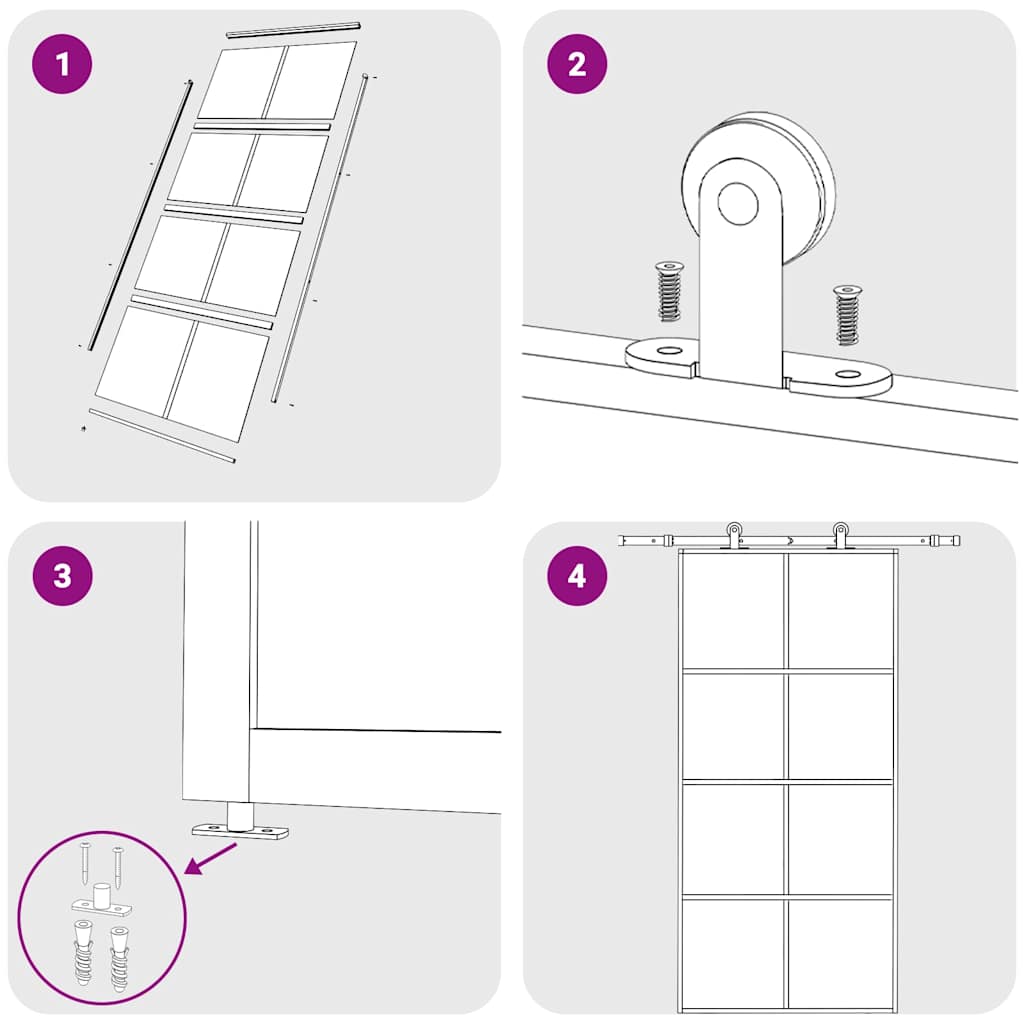 151676 vidaXL Sliding Door ESG Glass and Aluminium 102,5x205 cm White