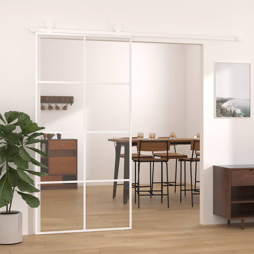 Sliding Door ESG Glass and Aluminium 102.5x205 cm White