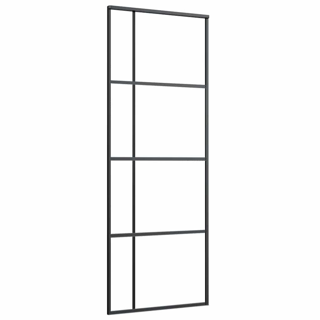 151678 vidaXL Sliding Door ESG Glass and Aluminium 76x205 cm Black