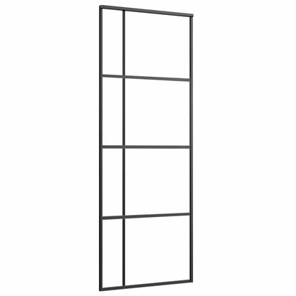 151678 vidaXL Sliding Door ESG Glass and Aluminium 76x205 cm Black
