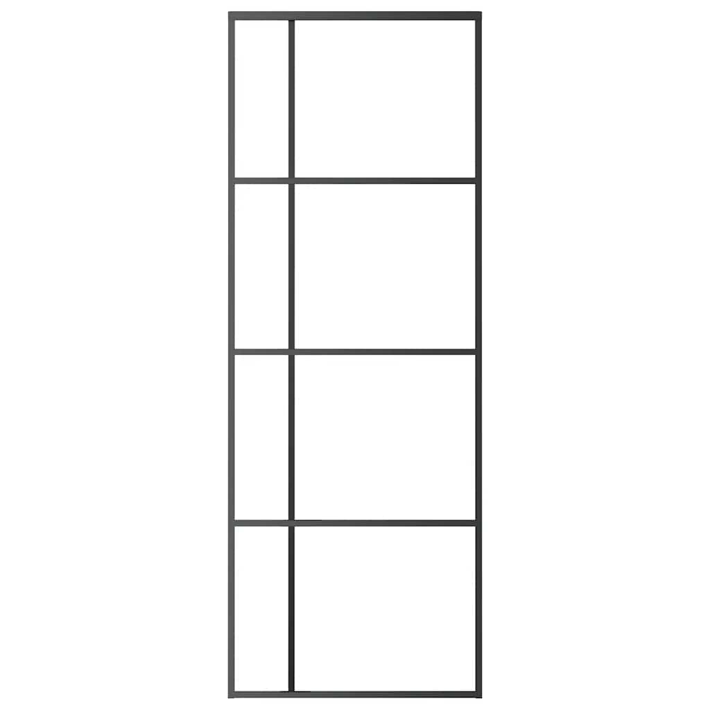 Sliding Door ESG Glass and Aluminium 76x205 cm Black