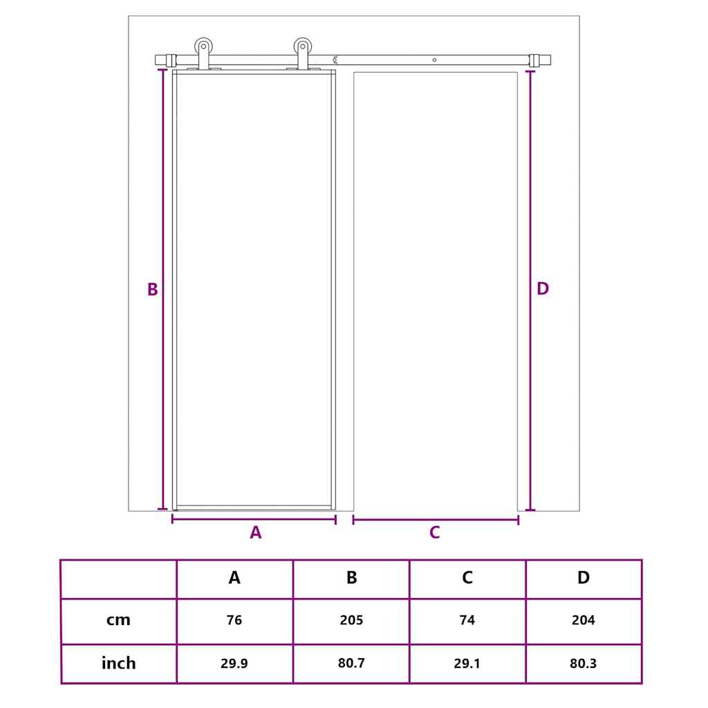 151681 vidaXL Sliding Door Frosted ESG Glass and Aluminium 76x205 cm White