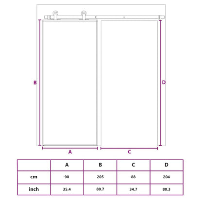 151682 vidaXL Sliding Door ESG Glass and Aluminium 90x205 cm Black