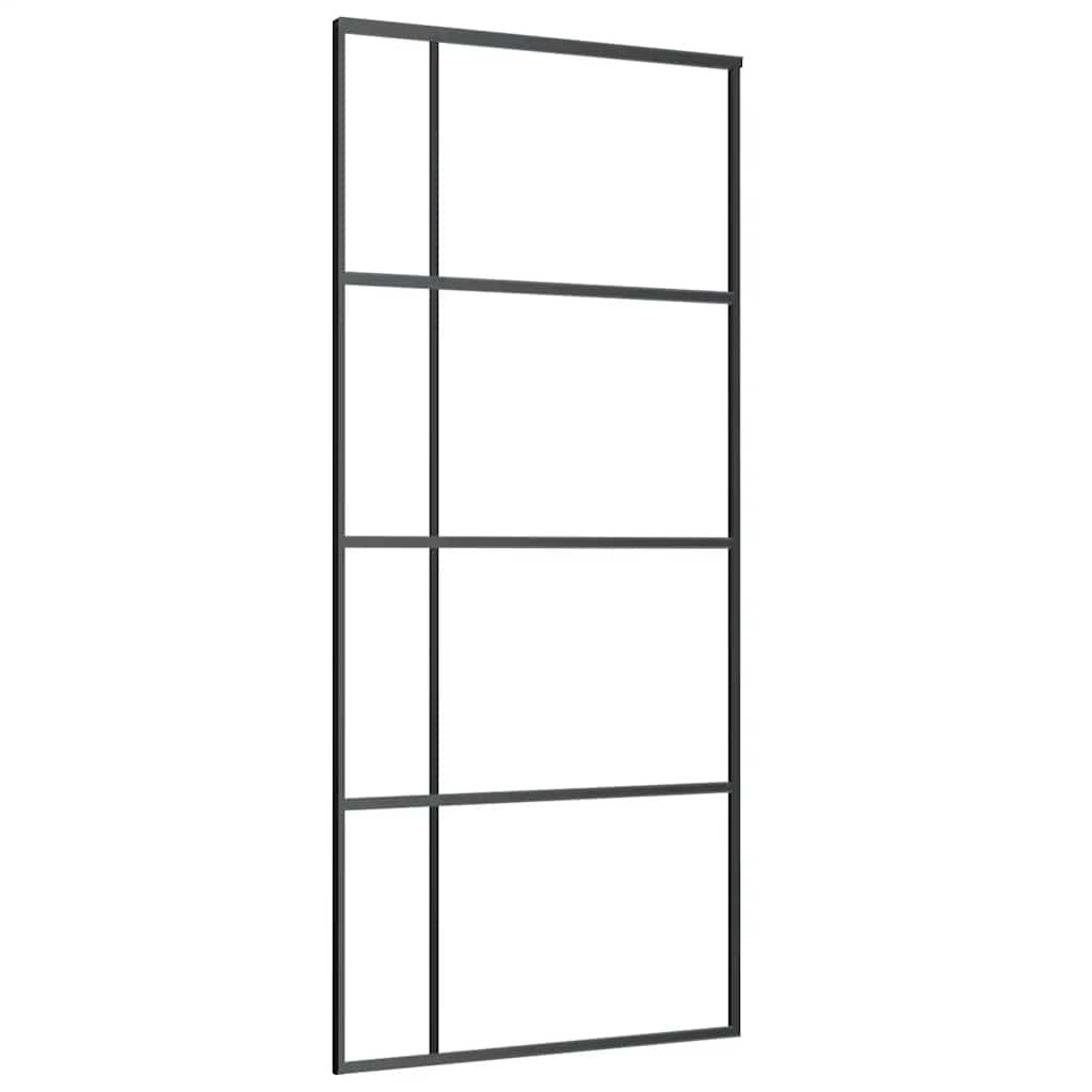 Sliding Door Frosted ESG Glass and Aluminium 90x205 cm Black