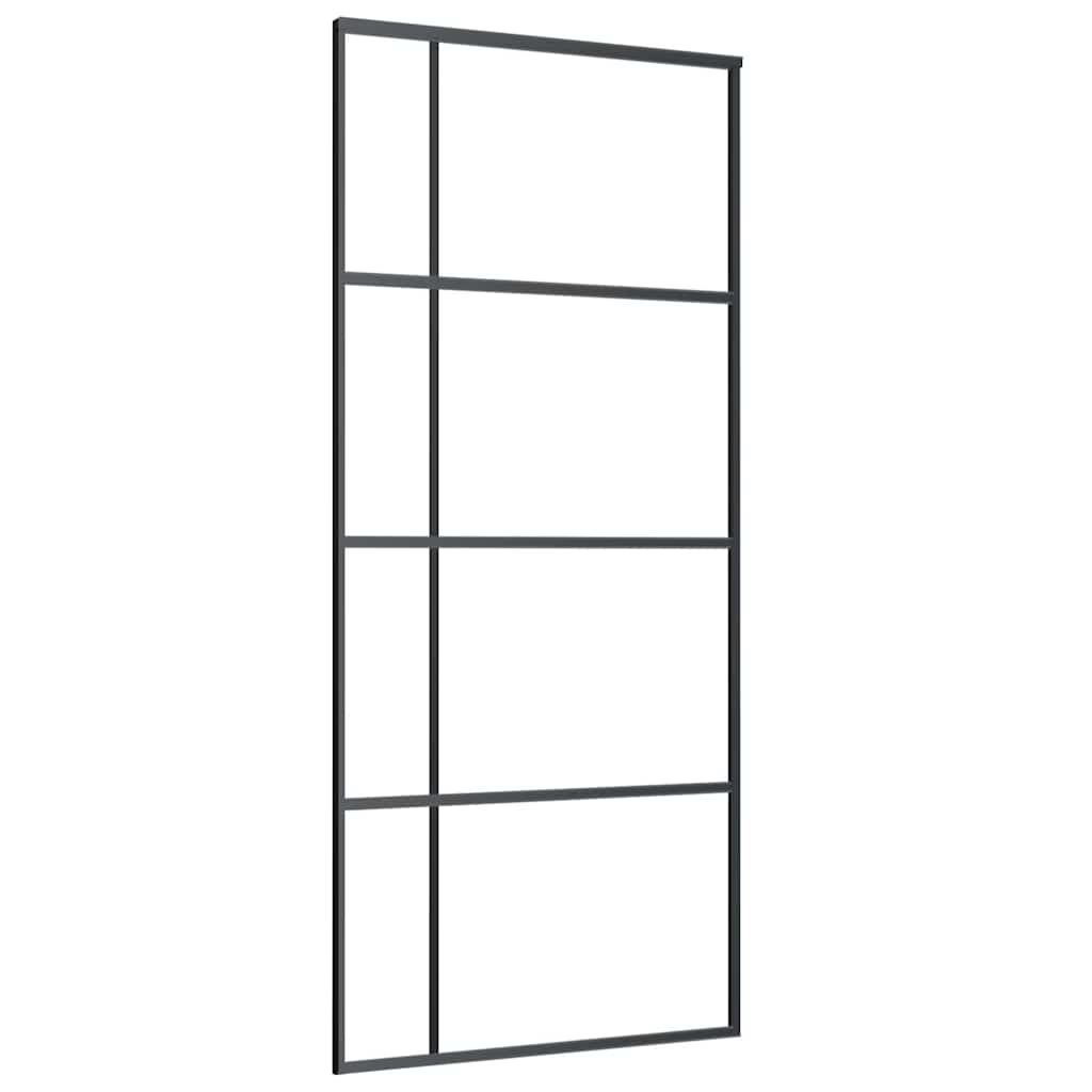 151683 vidaXL Sliding Door Frosted ESG Glass and Aluminium 90x205 cm Black