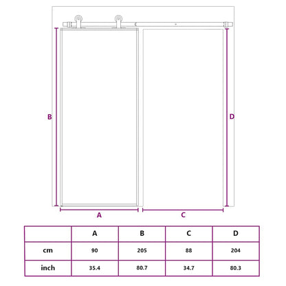 Sliding Door Frosted ESG Glass and Aluminium 90x205 cm Black