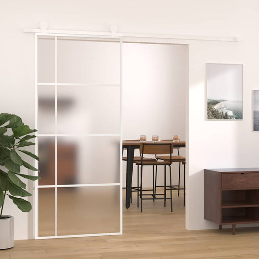 151685 vidaXL Sliding Door Frosted ESG Glass and Aluminium 90x205 cm White