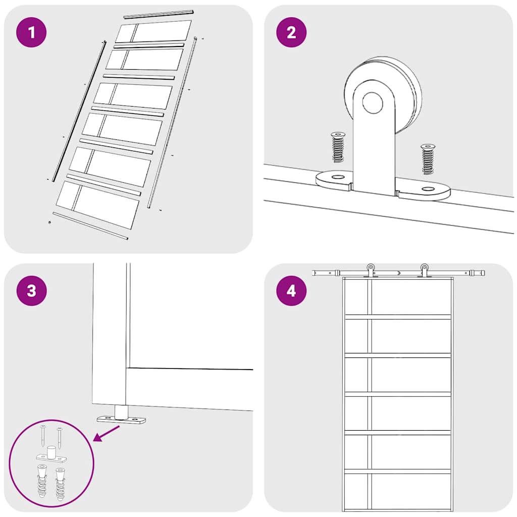 151688 vidaXL Sliding Door ESG Glass and Aluminium 102,5x205 cm White