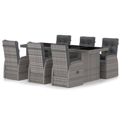 Garden Dining Set | Grey | PE rattan | 7 Piece Set | Removable Covers