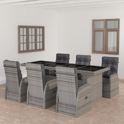 Garden Dining Set | Grey | PE rattan | 7 Piece Set | Removable Covers
