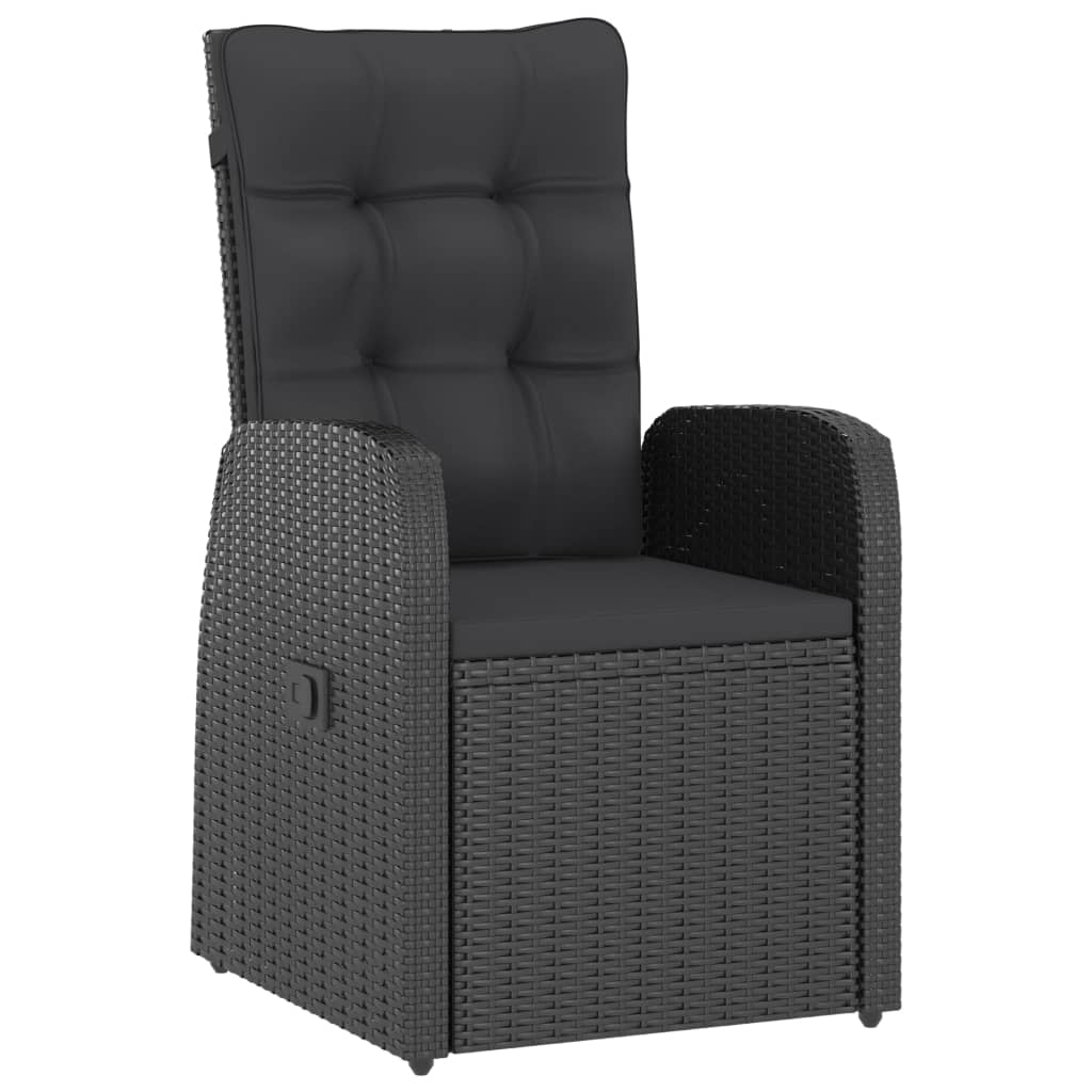 9 Piece Garden Dining Set with Cushions Black Poly Rattan