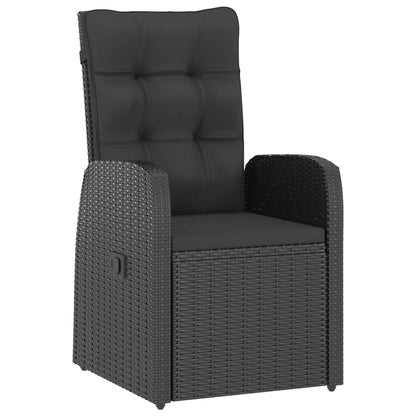 9 Piece Garden Dining Set with Cushions Black Poly Rattan