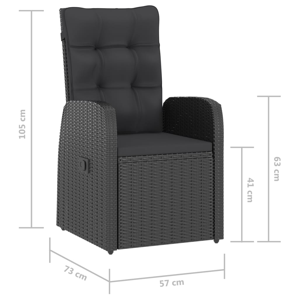 9 Piece Garden Dining Set with Cushions Black Poly Rattan