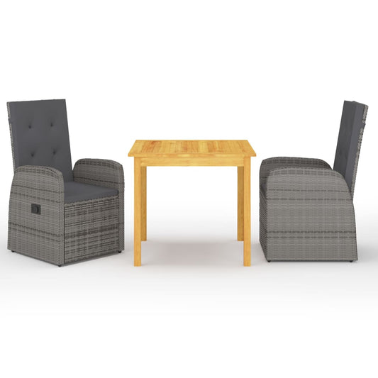 Garden Dining Set | Grey | Poly Rattan | Adjustable Armrests