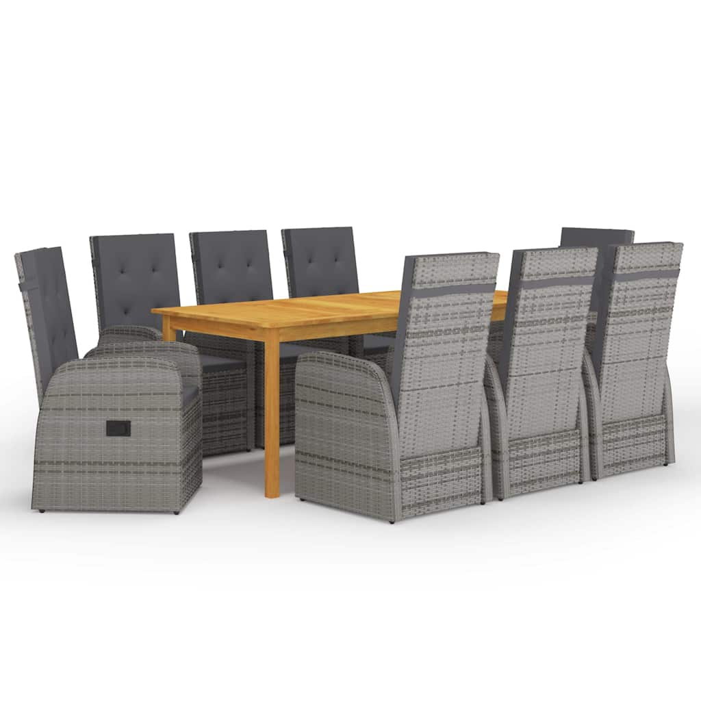 Garden Dining Set | Grey | Solid Acacia wood | 9 Piece