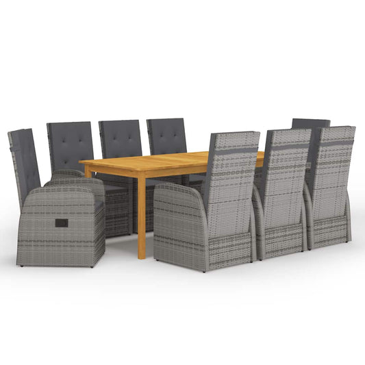 Garden Dining Set | Grey | Solid Acacia wood | 9 Piece