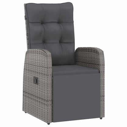 7 Piece Garden Dining Set with Cushions Grey Poly Rattan