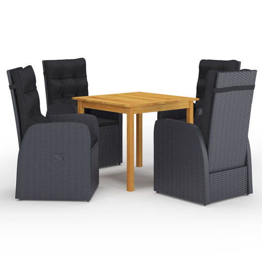 Garden Dining Set | Black | PE rattan | 5 Piece Set |  Height-Adjustable