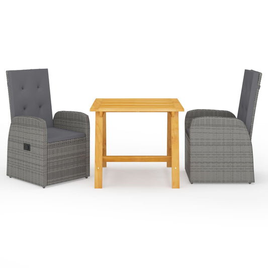 Garden Dining Set | Grey | Poly rattan and solid acacia wood | Medium