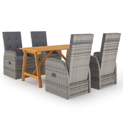 Garden Dining Set | Grey | PE rattan | Medium | Adjustable Armrests
