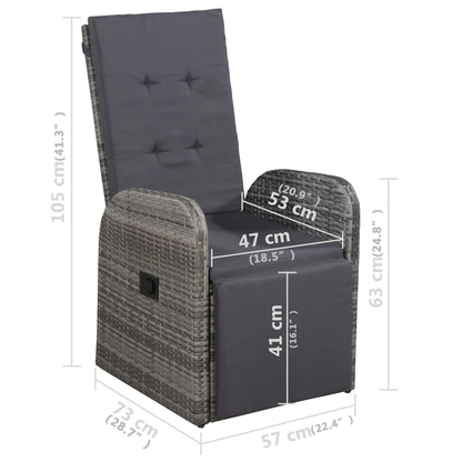 7 Piece Garden Dining Set with Cushions Grey Poly Rattan