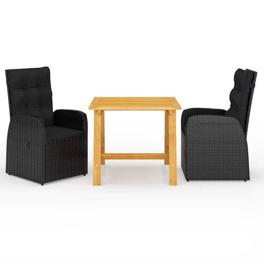Garden Dining Set | Black | Poly Rattan | Height-Adjustable