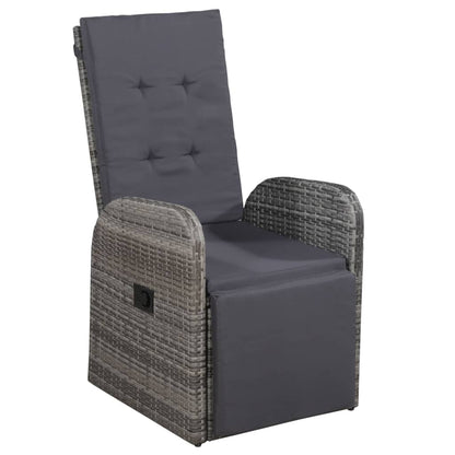 5 Piece Garden Dining Set with Cushions Grey Poly Rattan