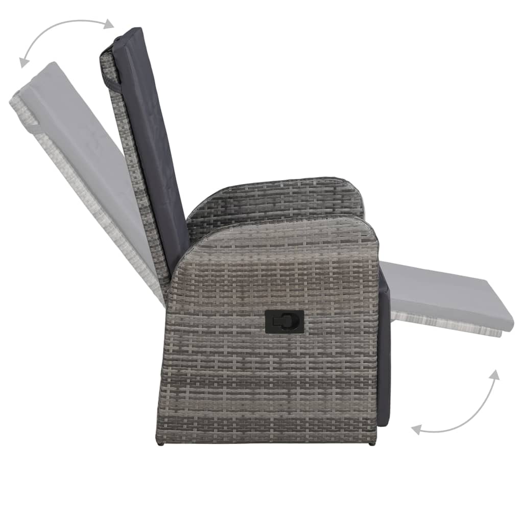 5 Piece Garden Dining Set with Cushions Grey Poly Rattan