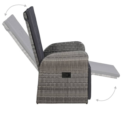 5 Piece Garden Dining Set with Cushions Grey Poly Rattan