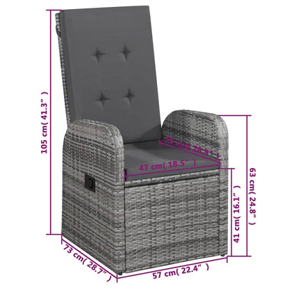 5 Piece Garden Dining Set with Cushions Grey Poly Rattan