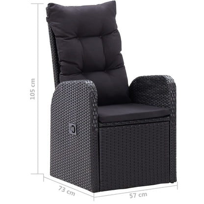 5 Piece Garden Dining Set with Cushions Black Poly Rattan
