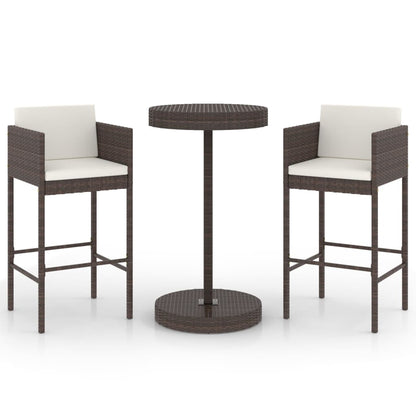 Garden Bar Set | Brown, Cream White | PE rattan, Powder-Coated Steel