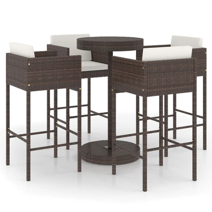 Garden Bar Set | Brown, Cream White | PE rattan, Powder-Coated Steel