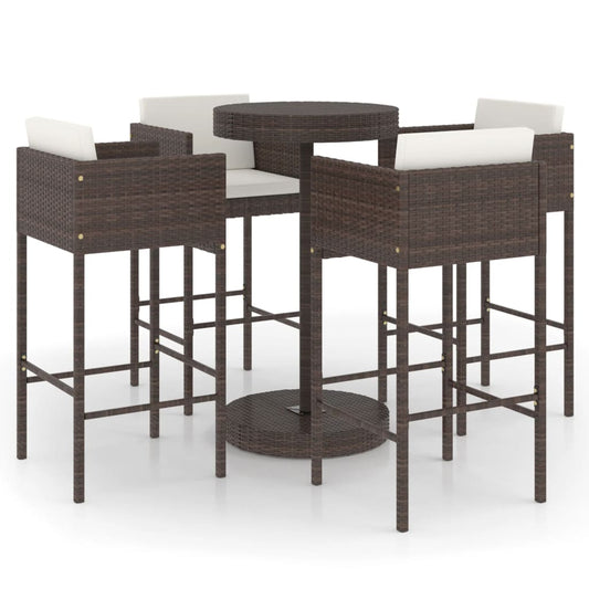Garden Bar Set | Brown, Cream White | PE rattan, Powder-Coated Steel