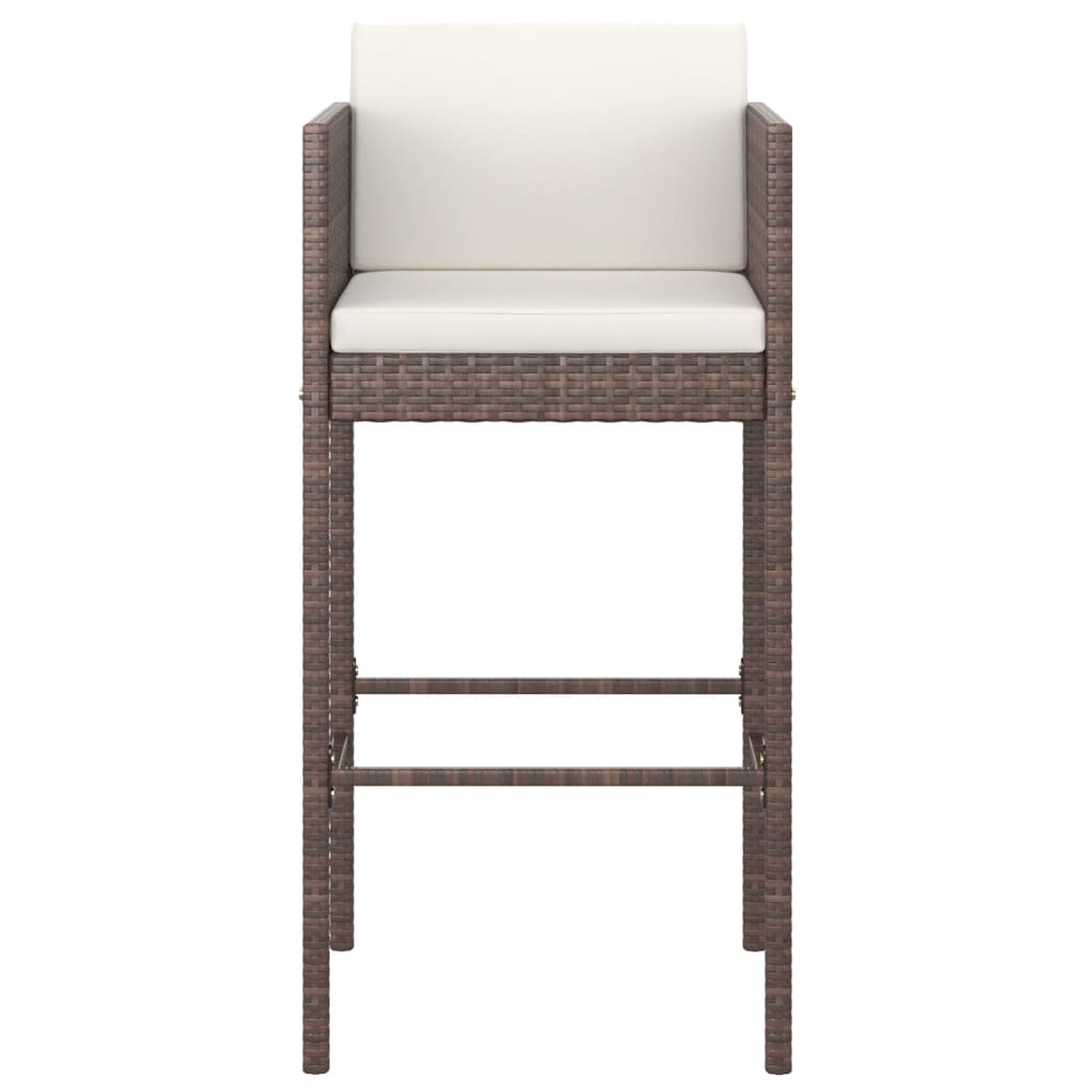 Garden Bar Set | Brown, Cream White | PE rattan, Powder-Coated Steel