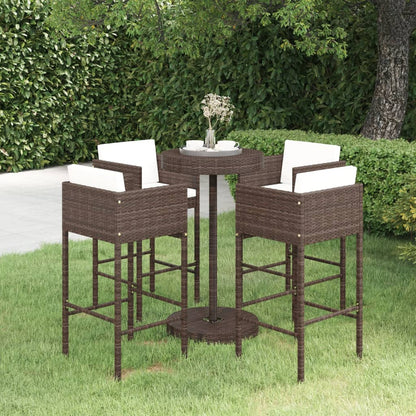 Garden Bar Set | Brown, Cream White | PE rattan, Powder-Coated Steel
