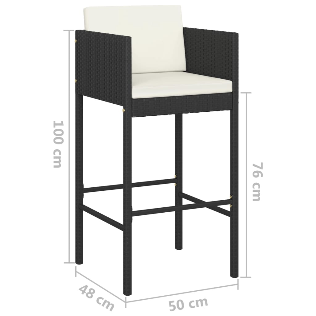 Garden Bar Set | Black, Cream White | PE Rattan, Powder-Coated Steel