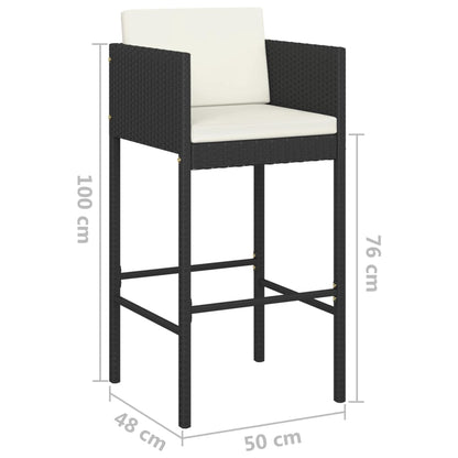 Garden Bar Set | Black, Cream White | PE Rattan, Powder-Coated Steel