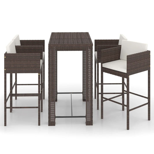 Garden Bar Set | Brown | PE rattan | Large | Seats Many | Garden Bar Set