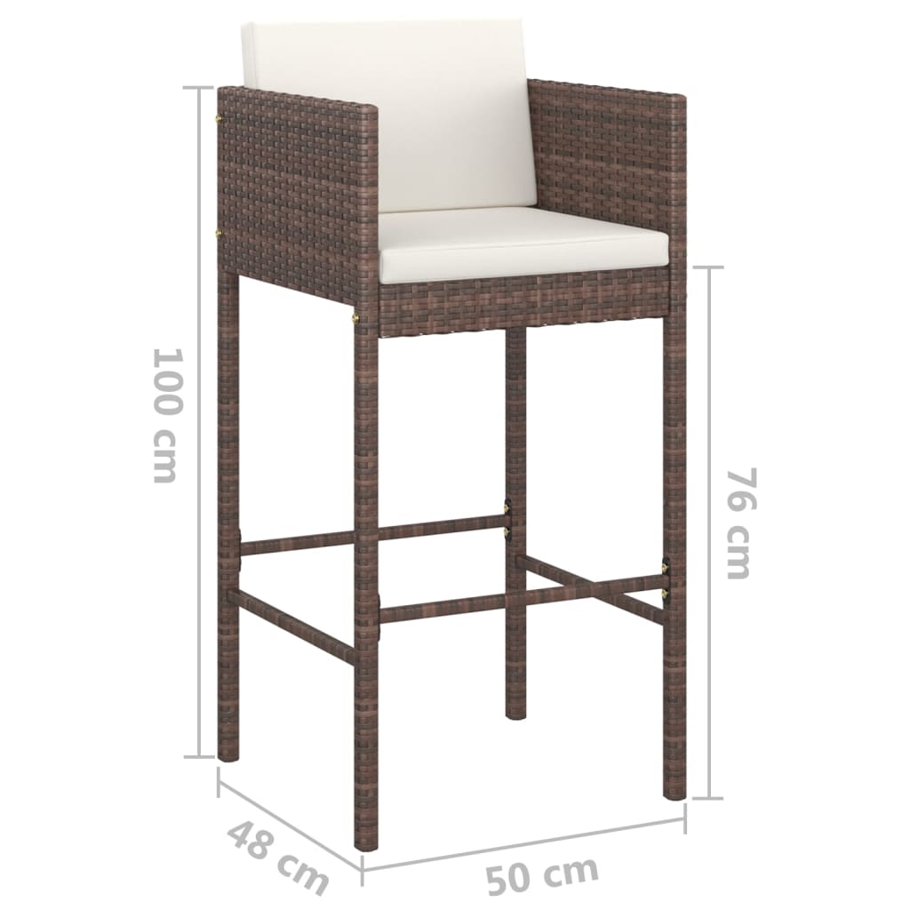 Garden Bar Set | Brown | PE rattan | Large | Seats Many | Garden Bar Set
