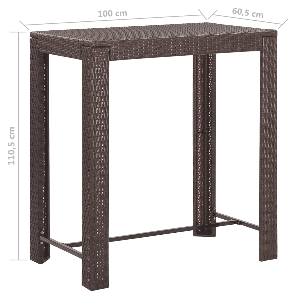 Garden Bar Set | Brown | PE rattan | Large | Seats Many | Garden Bar Set