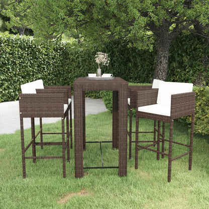Garden Bar Set | Brown | PE rattan | Large | Seats Many | Garden Bar Set