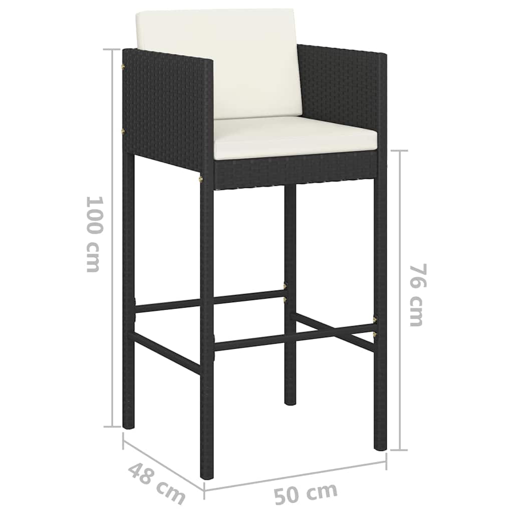 Garden Bar Set | Black with cream white cushions