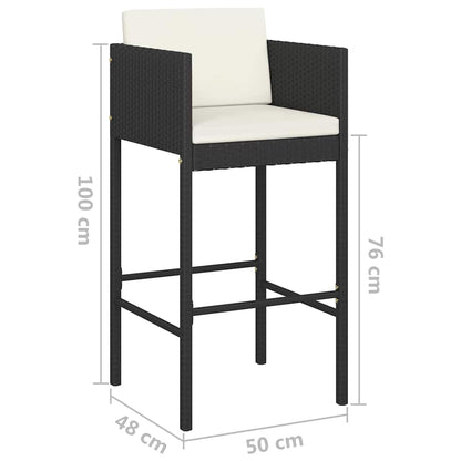 Garden Bar Set | Black with cream white cushions
