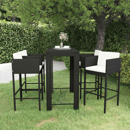 Garden Bar Set | Black with cream white cushions