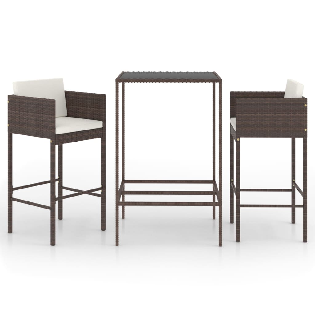 Garden Bar Set | Brown | PE rattan | Medium |  Footrest  | Garden Bar Set