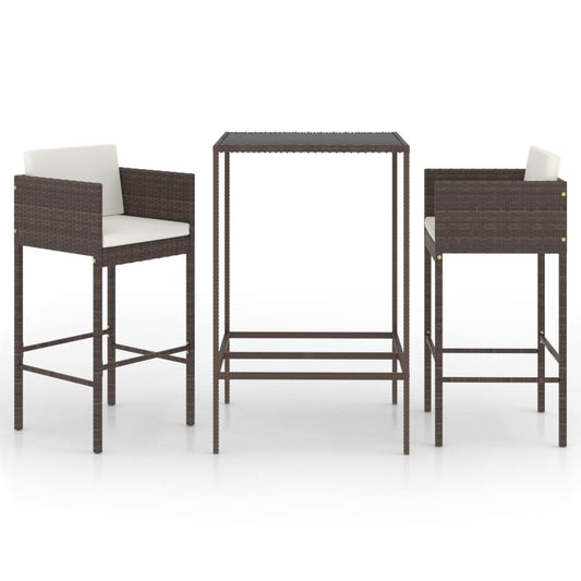 Garden Bar Set | Brown | PE rattan | Medium |  Footrest  | Garden Bar Set